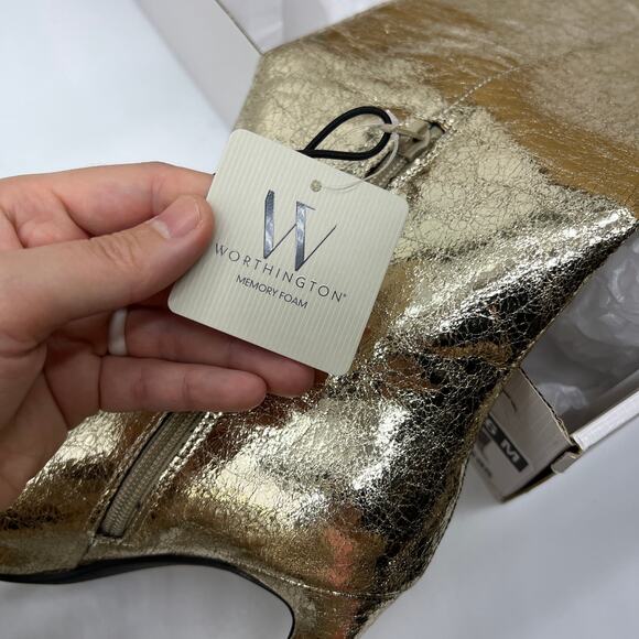 Worthington Womens Pleasant Stiletto Heel Dress Boots Gold Size 6 - Picture 7 of 10
